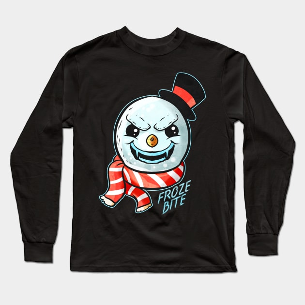 Evil Snowman Froze Bite Zylinder Fangs Halloween Long Sleeve T-Shirt by SinBle